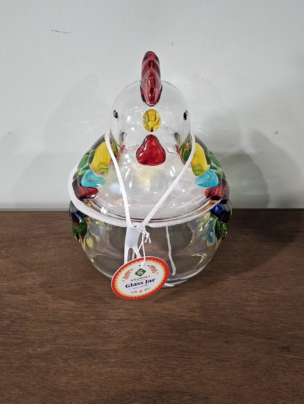 Colorful Glass Chicken Jar - Decorative Multicolor Glass Vase